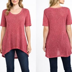 Nally & Millie Sheer Knit Elbow-Sleeve Scoop-Neck Tunic Size XL NWT